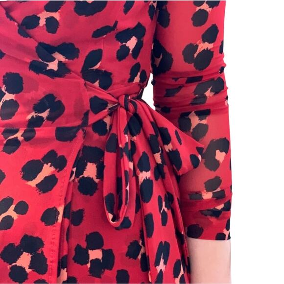 CAbi #5571 Siren Wrap Dress Midi Length V-Neckline Leopard Print Red XXL - Picture 5 of 12